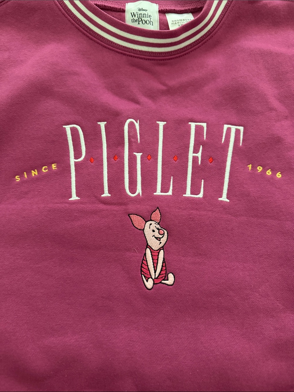 Disney Piglet Crewneck Sweatshirt - Magenta with White Trim - Picture 5 of 5